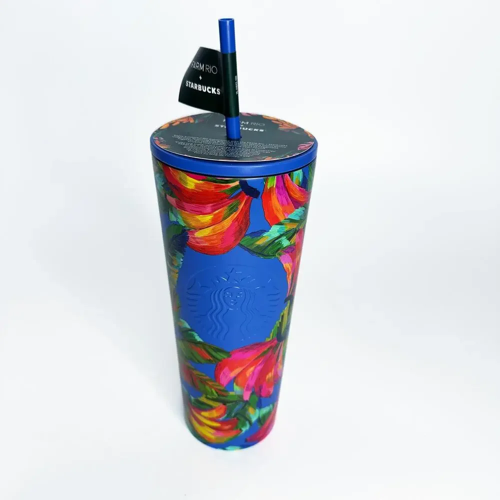 NWT Farm Rio x Starbucks Banana Mix Blue Multi Limited Edition Venti Tumbler Cup